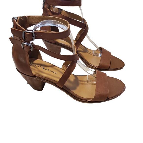 Lucky Brand LK-Ressia Strappy Wooden Heel Sandals Size 11M - Picture 1 of 9